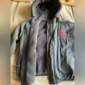 Grey Bomber Jacket with pillowy inside Cornell Merch